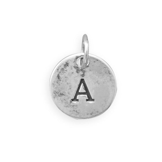 C005085* - Round Oxidized Sterling Silver Letter Charms