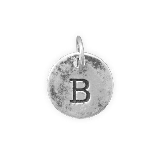 C005085* - Round Oxidized Sterling Silver Letter Charms