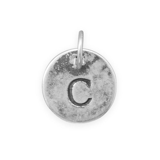 C005085* - Round Oxidized Sterling Silver Letter Charms