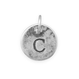 C005085* - Round Oxidized Sterling Silver Letter Charms