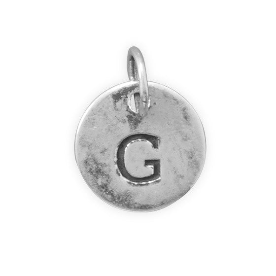 C005085* - Round Oxidized Sterling Silver Letter Charms