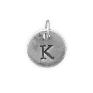 C005085* - Round Oxidized Sterling Silver Letter Charms
