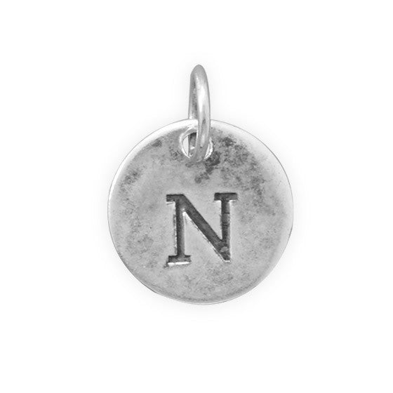 C005085* - Round Oxidized Sterling Silver Letter Charms