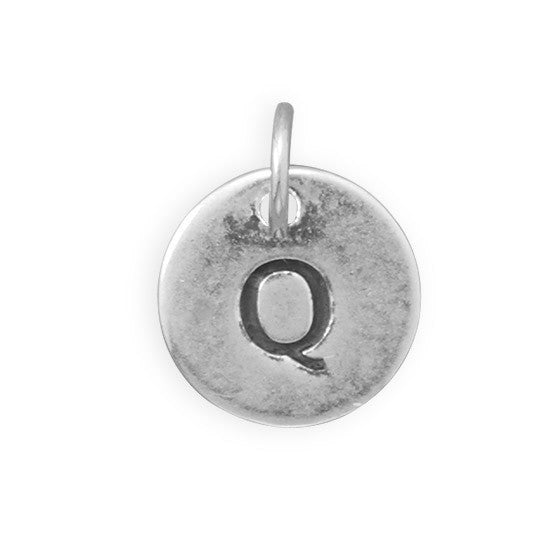 C005085* - Round Oxidized Sterling Silver Letter Charms