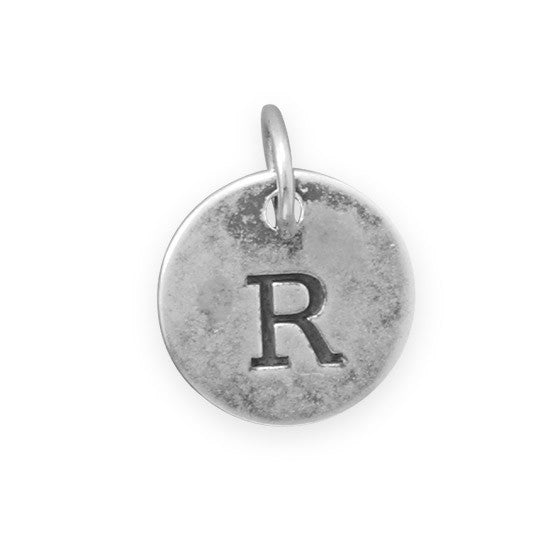 C005085* - Round Oxidized Sterling Silver Letter Charms