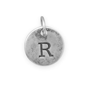 C005085* - Round Oxidized Sterling Silver Letter Charms