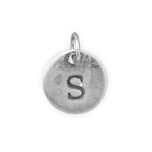 C005085* - Round Oxidized Sterling Silver Letter Charms