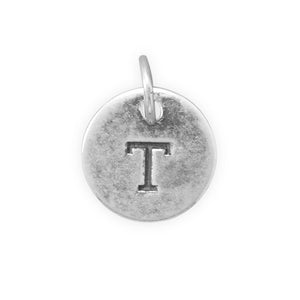 C005085* - Round Oxidized Sterling Silver Letter Charms