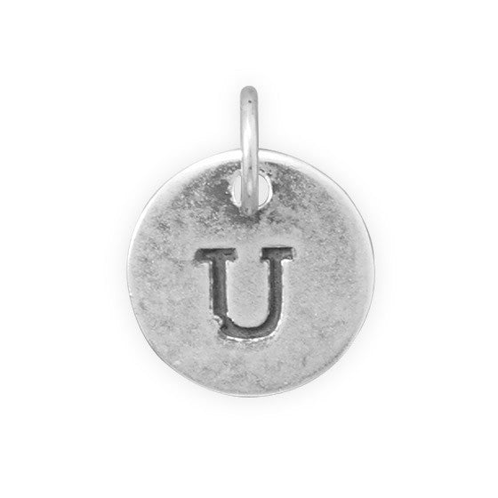 C005085* - Round Oxidized Sterling Silver Letter Charms