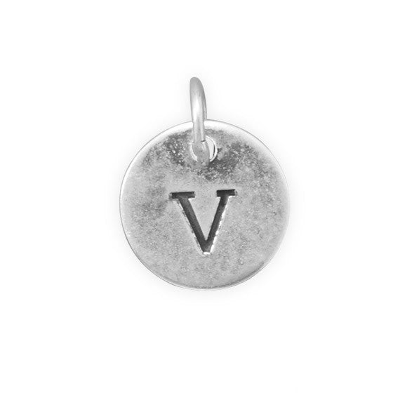 C005085* - Round Oxidized Sterling Silver Letter Charms