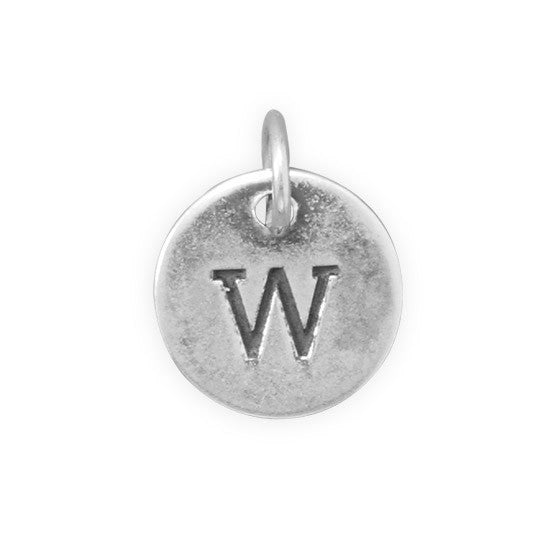 C005085* - Round Oxidized Sterling Silver Letter Charms