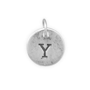 C005085* - Round Oxidized Sterling Silver Letter Charms