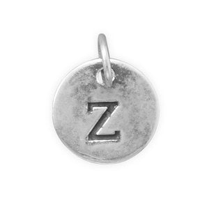 C005085* - Round Oxidized Sterling Silver Letter Charms