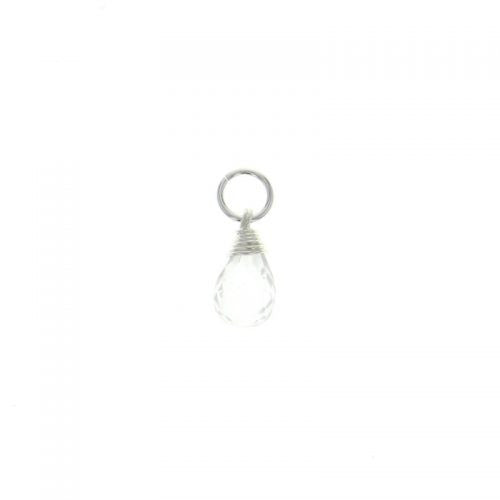 C051001-APR - Sterling Silver and Faceted Clear Quartz Charm
