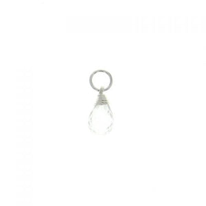 C051001-APR - Sterling Silver and Faceted Clear Quartz Charm