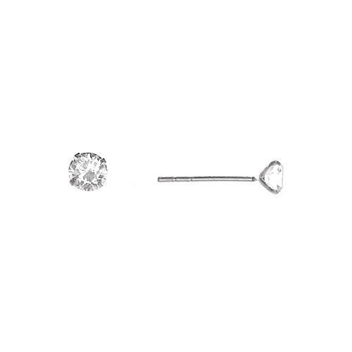 E005393 - Sterling Silver and 4mm Round CZ Post Earrings
