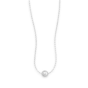N005269 - Sterling Silver Necklace with Polished Bead, 16"