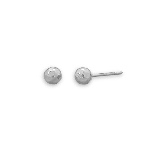 E005193 - 5mm Medium Sterling Silver Hammered Ball Studs