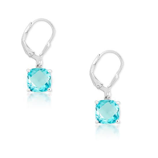 E028042 - 8mm Blue Topaz Lever Back Earrings