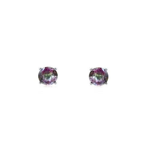 E028046 - 6mm Round Mystic Cubic Zirconia Post Earrings