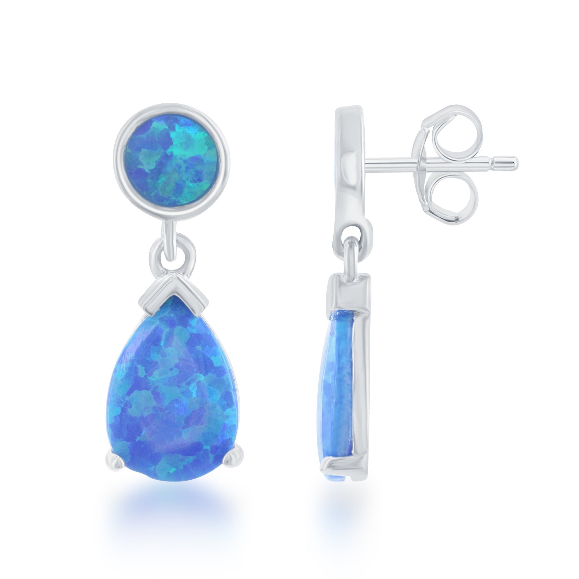E028107 - Sterling Silver and Blue Inlay Opal Post Earrings