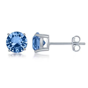 E028116-DEC - Sterling Silver and Light Sapphire "December" Swarovski Crystal Earrings