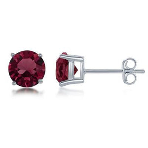 E028116-JAN - Sterling Silver and Burgundy "January" Swarovski Crystal Earrings