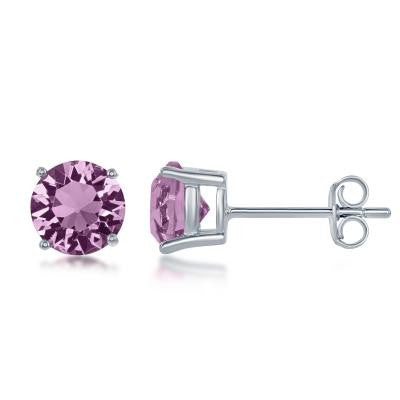 E028116-JUN - Sterling Silver and Light Amethyst "June" Swarovski Crystal Earrings