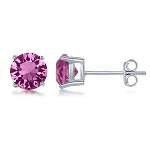 E028116-OCT - Sterling Silver and Rose "October" Swarovski Crystal Earrings