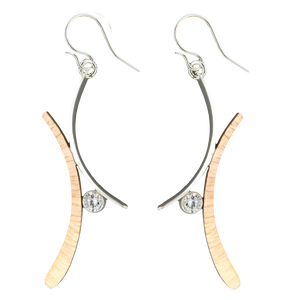 E064012 - Sterling Silver, Textured Gold-Filled and Cubic Zirconia Earrings