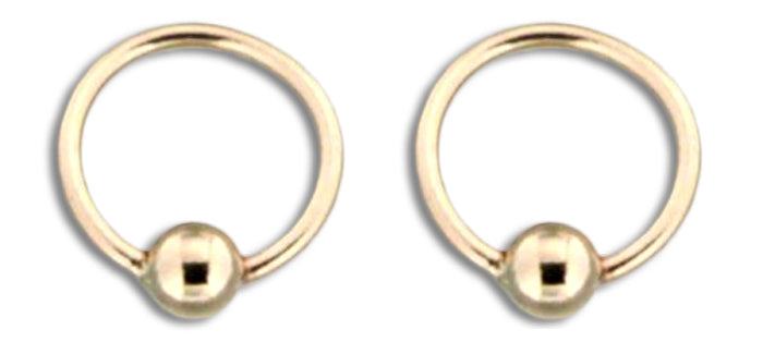 E064059 - Tiny Gold-Filled Hoop Earrings with Bead Accent