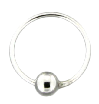 E064062 - Small Sterling Silver Hoop Earring With Bead Accent