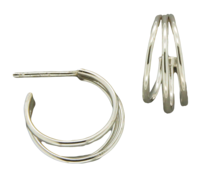 E064120 - Sterling Silver Triple Wire Hoop Post Earrings