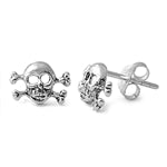 E068042 - Sterling Silver Skull and Crossbones Post Earrings