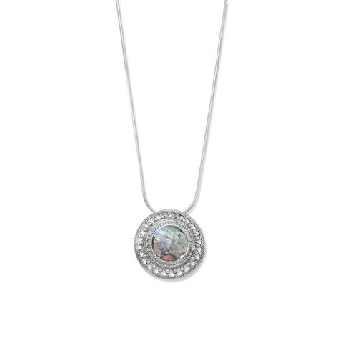 N005275^ - Oxidized Sterling Silver and Ancient Roman Glass Necklace