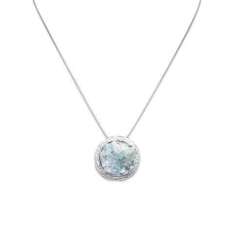 N005278^ - Sterling Silver and Ancient Roman Glass Necklace
