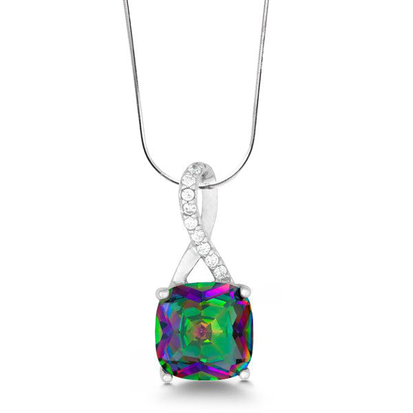 N028058 - Mystic Cubic Zirconia and Clear Cubic Zirconia Necklace