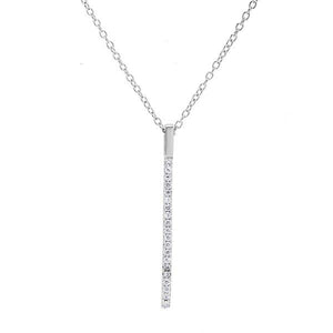 N028084 - Cubic Zirconia and Sterling Silver Vertical Bar Necklace