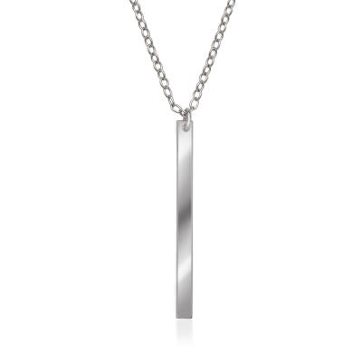 N028109 - Sterling Silver Thin Vertical Bar Necklace