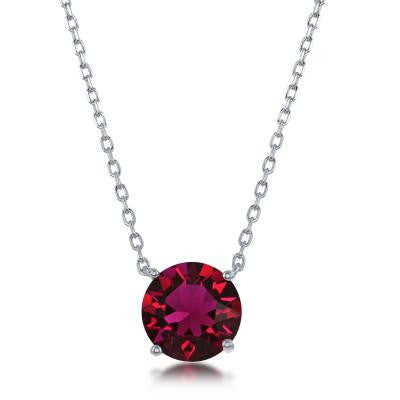 N028134 - Sterling Silver and Ruby "July" Swarovski Crystal Necklace