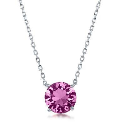 N028137 - Sterling Silver and Rose "October" Swarovski Crystal Necklace