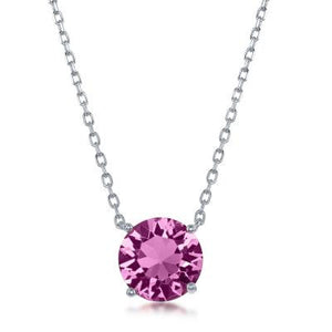 N028137 - Sterling Silver and Rose "October" Swarovski Crystal Necklace