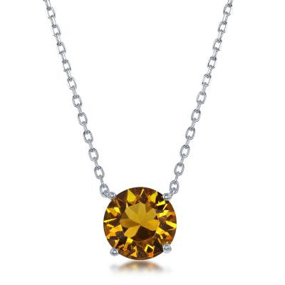 N028138 - Sterling Silver and Topaz "November" Swaroski Crystal Necklace