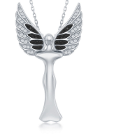N028196 - Sterling Silver CZ Angel Pendant W/ Movable Wings