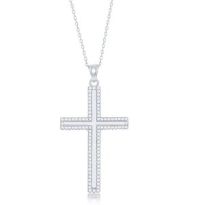 N028216 - Sterling Silver and Cubic Zirconia Cross Necklace