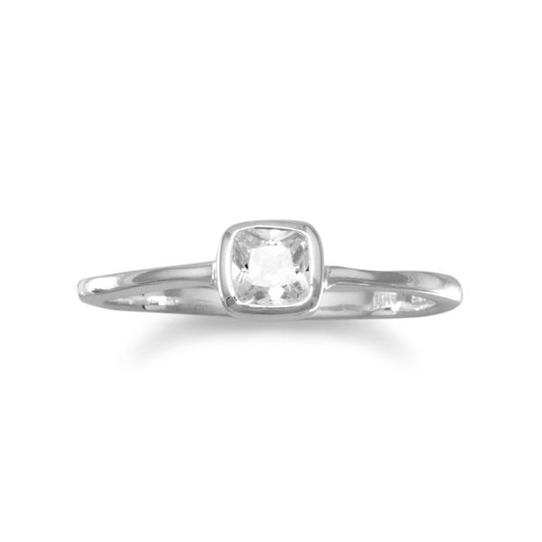 R005087 - Sterling Silver and Square Cubic Zirconia Ring