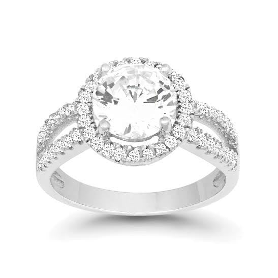 R028031 - Round Cubic Zirconia Halo Style Ring