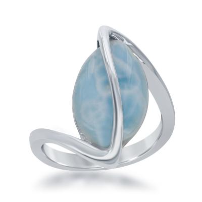 R028048 - Sterling Silver and Oval Larimar Ring