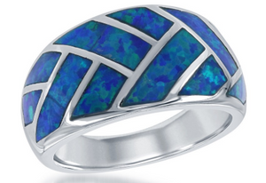 R028062 - Sterling Silver Blue Inlay Opal Ring