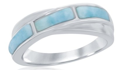 R028070 - Sterling Silver Larimar Band Ring